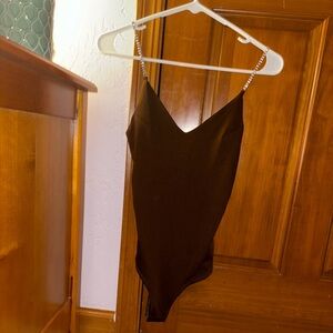 Brown Satin Bodysuit